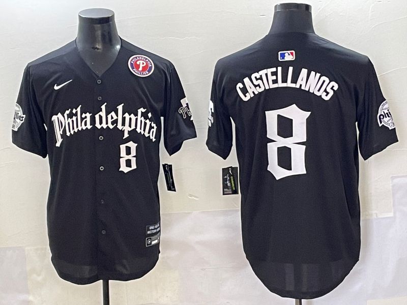 Men 2025 Philadelphia Phillies #8 Castellanos Black Five generations Joint Name Nike MLB Jersey style 6->philadelphia phillies->MLB Jersey